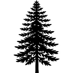 Minimalist Pine Tree Silhouette Line Art Vector