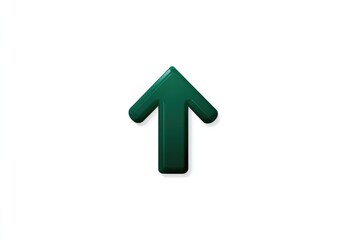 Dark-green, 3D upward arrow on white