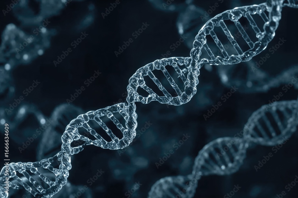 Poster the double helix structure of dna, a molecular chain encoding genetic information essential for orga