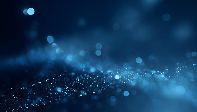 An abstract image showcasing a captivating blend of blue particles, creating a mesmerizing depth and sparkle that evokes feelings of tranquility and wonder.