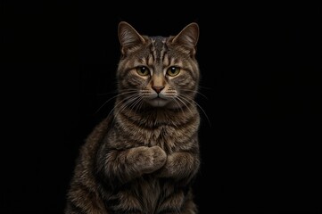 Obraz premium Feline posing with crossed paws mimicking a person
