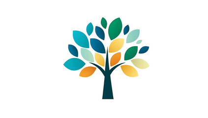 Obraz premium A vibrant and artistic representation of a tree with colorful leaves. This illustration symbolizes nature, growth, and environmental awareness.