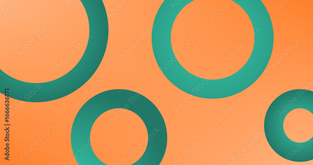 Poster abstract background with circles in green and orange colors gradient design