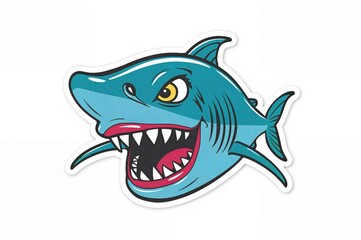 Illustration of a fish featuring oversized teeth in sticker style