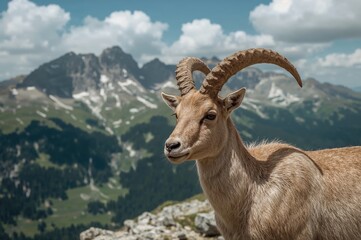 Wildlife of Rupicapra Chamois in Mountainous Regions