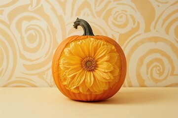 Sculpted gourd transforms into a vibrant yellow bloom