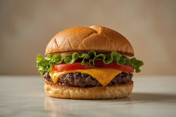 Gourmet Burger with Soft Bun, Culinary Photography