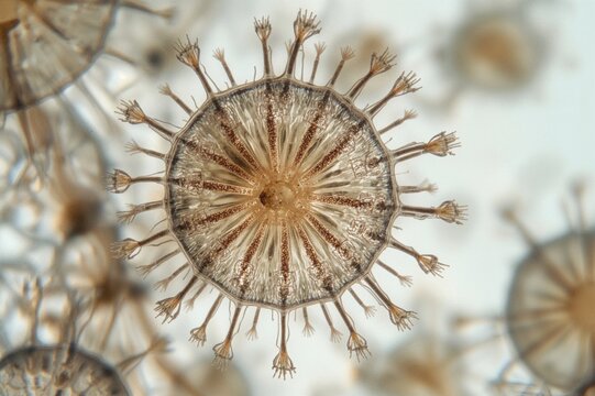 Marine dinoflagellate Ceratium viewed under 400x magnification with focused detail