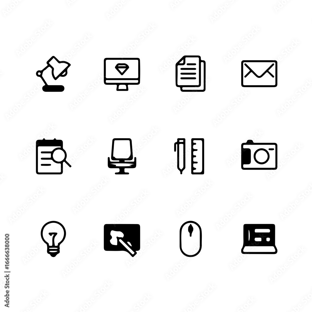 Poster modern vector icon set for business, office, and creative work. scalable design elements for website