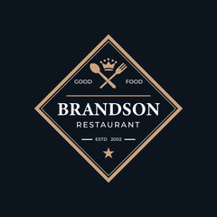 Brandson Restaurant Good Food Crown Emblem Vector