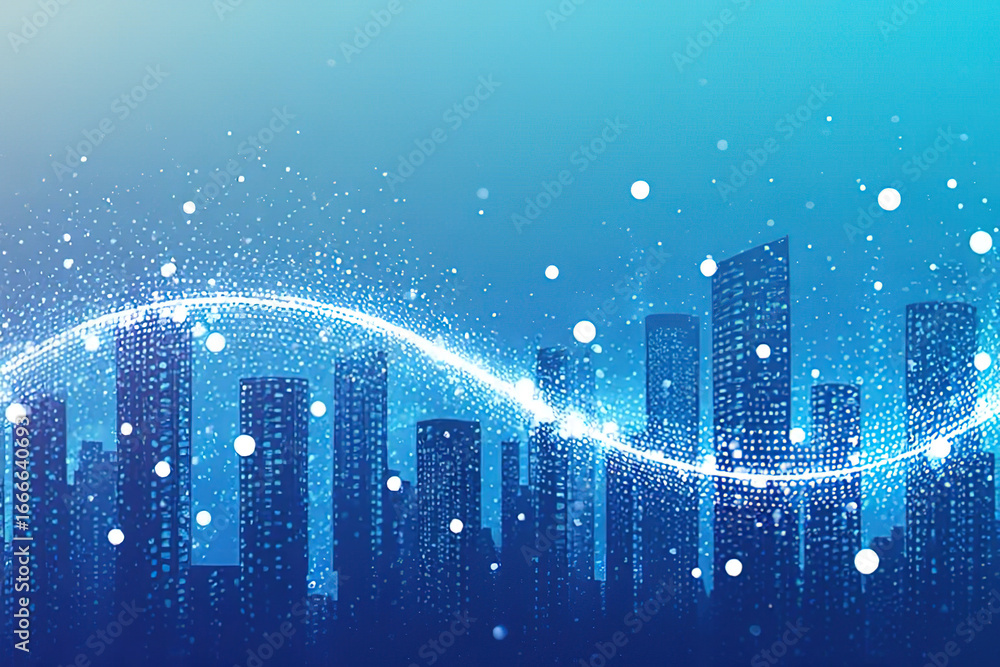 Fototapete smart city with connecting network and internet of.created with the help of artificial intelligence.