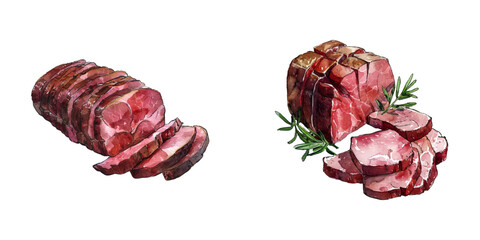 smoked meat watercolor vector illustration