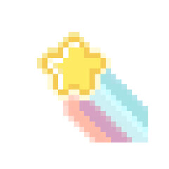 Shooting Star Pastel Pixel Art 