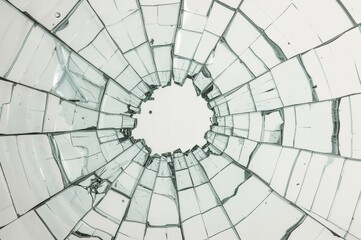 Obraz premium Shattered glass pattern on a plain surface. Fractures of a smashed pane