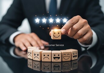 Businessperson placing positive feedback