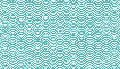Seamless Teal Fishscale Pattern Background Design.