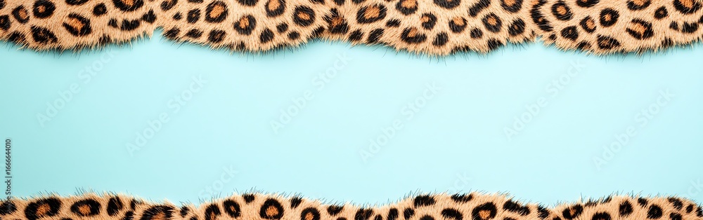 Aufkleber a vibrant leopard print border on a blue background, creating a striking and playful visual effect.