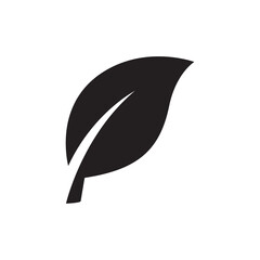 Obraz premium Solid Black Leaf Icon for Eco-Friendly Branding