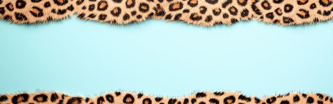 A vibrant leopard print border on a blue background, creating a striking and playful visual effect.