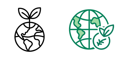 Eco Globe Icon Design for Sustainability, Environment, and Green Planet