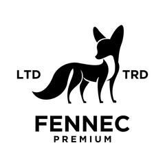 fennec fox logo icon design illustration negative black white