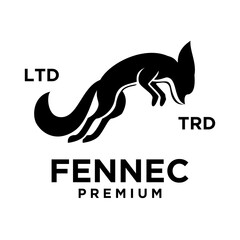 fennec fox logo icon design illustration negative black white