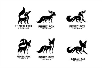 fennec fox icon design illustration negative black white template