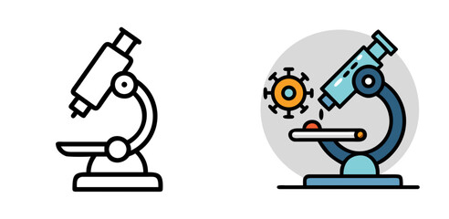 Microscope Study Icon for Science, Research, Laboratory and Education