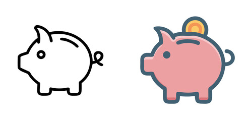 Piggy Bank Icon for Savings, Finance, Money Management and Investment