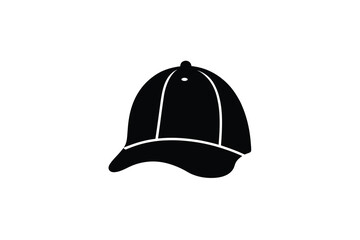 Naklejka premium A black baseball cap with white trim and a curved brim silhouette