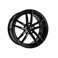 Obraz premium Sleek black five-spoke alloy wheel design on transparent background