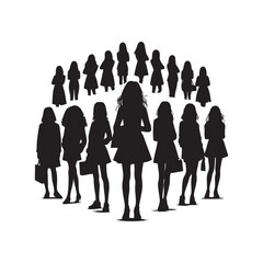 students group vectore silhouette outline logo design concept illustration 