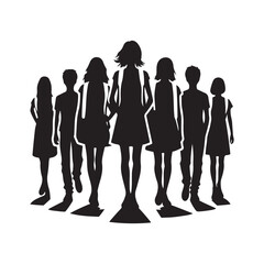students group vectore silhouette outline logo design concept illustration 