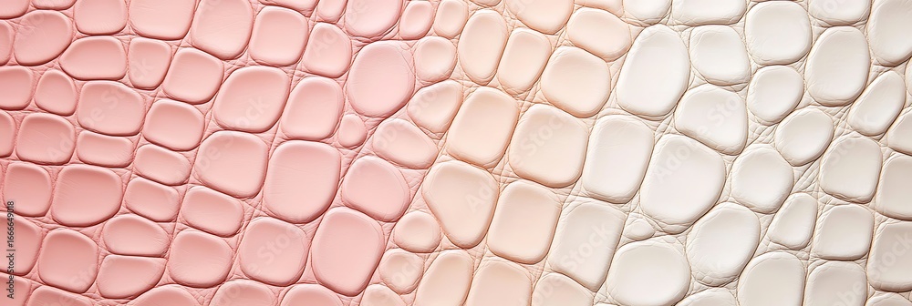 Poster a close-up view of textured leather featuring a gradient from pink to cream, showcasing its unique p