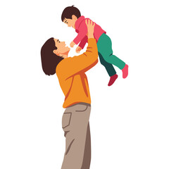 flat vector of female character mother with her son happy moment