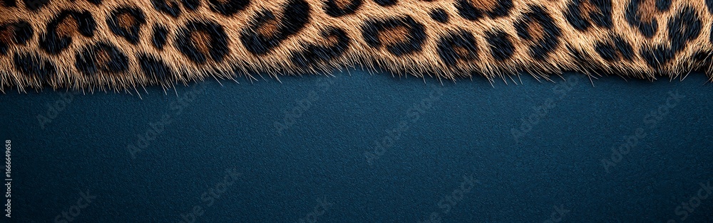 Poster a vibrant image featuring a leopard print texture on a dark blue background, showcasing the contrast