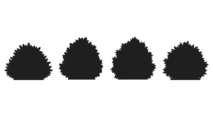 Four silhouette shapes of bush plants showing texture and form against a clean backdrop vector
