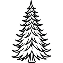 Fir Tree line art vector