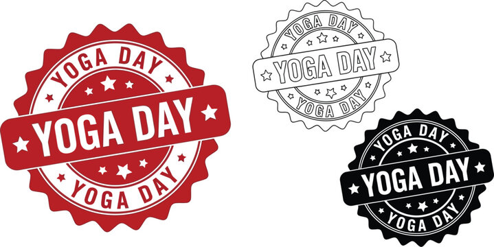 International yoga day vector stamps for wellness and celebration