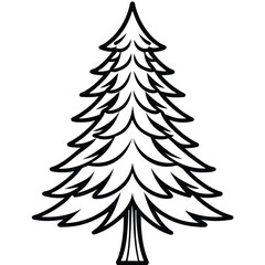 Fir Tree line art vector