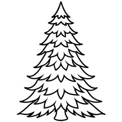 Obraz premium Fir Tree line art vector