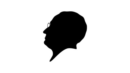 Bertolt Brecht portrait, black isolated silhouette