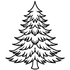 Fir Tree line art vector