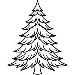 Fir Tree line art vector