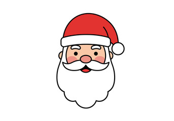 A cartoon Santa Claus head with a red hat white beard and rosy cheeks