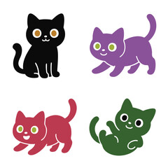 Coloring book coloring page featuring playful cat illustrations with transperency effect