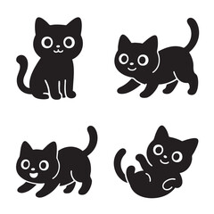 Coloring book page featuring playful black cat illustrations with transparency for coloring fun