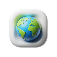 3d earth icon for global technology and internet services transparent background Png