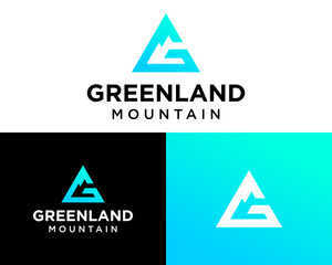 Greenland Mountain Logo Modern Lettermark for Outdoor Adventures