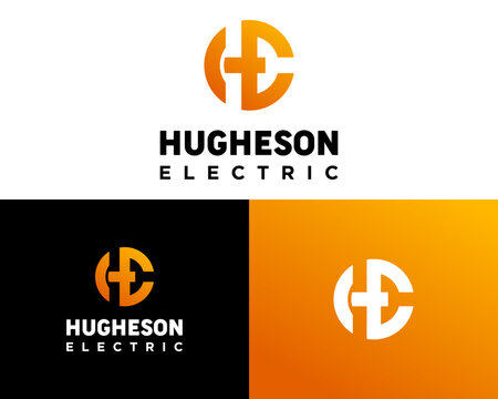 Letter HE monogram Electric Logo Modern Electrician Branding